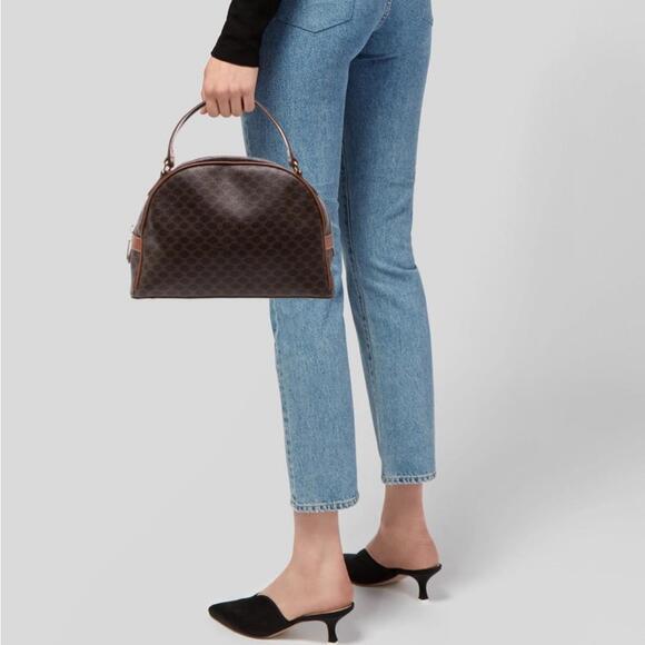 Celine Macadam Monogram Dome Handbag Brown Leather TopHandle - Picture 9 of 9